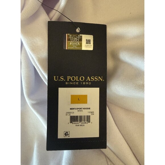 NWT US Polo Assn Men's L Sport Pullover Hoodie White [jb] - Picture 6 of 13